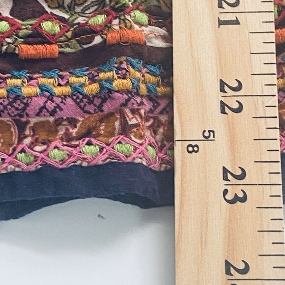 Anthropologie Holding Horses Top 6 Medium Blue Boho Western Short Sleeves Swing - Picture 3 of 7